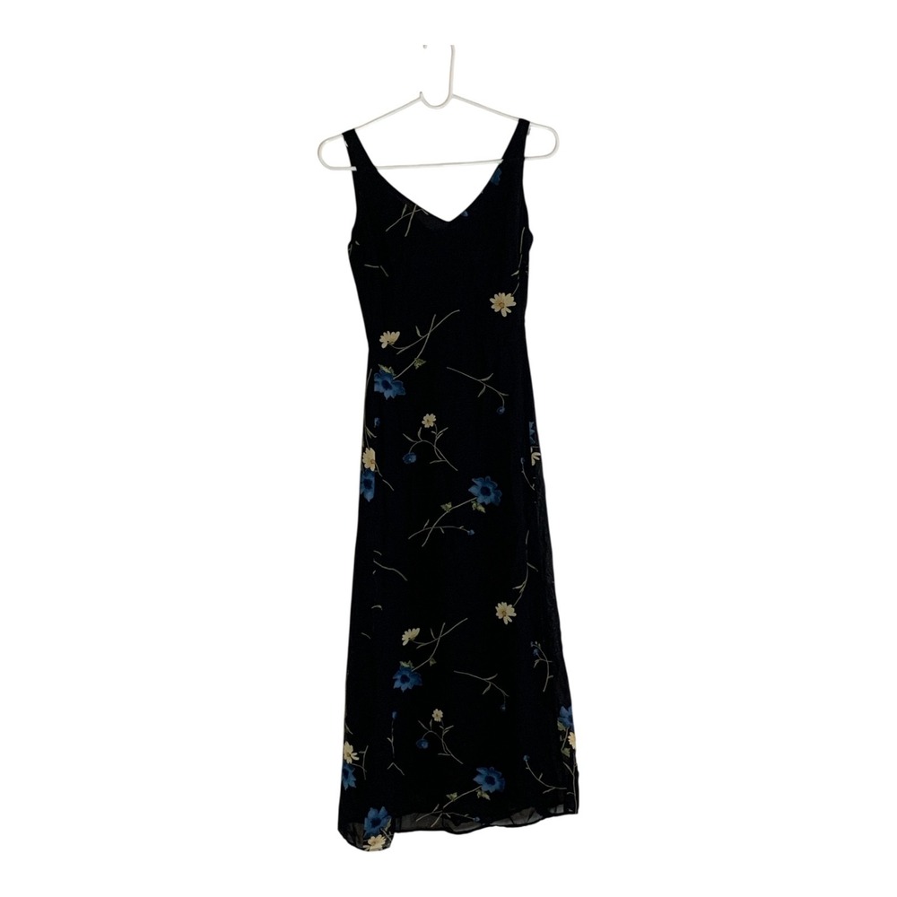Vintage 90s Laundry by Shelli Segal Sheer Mesh  Floral Dress